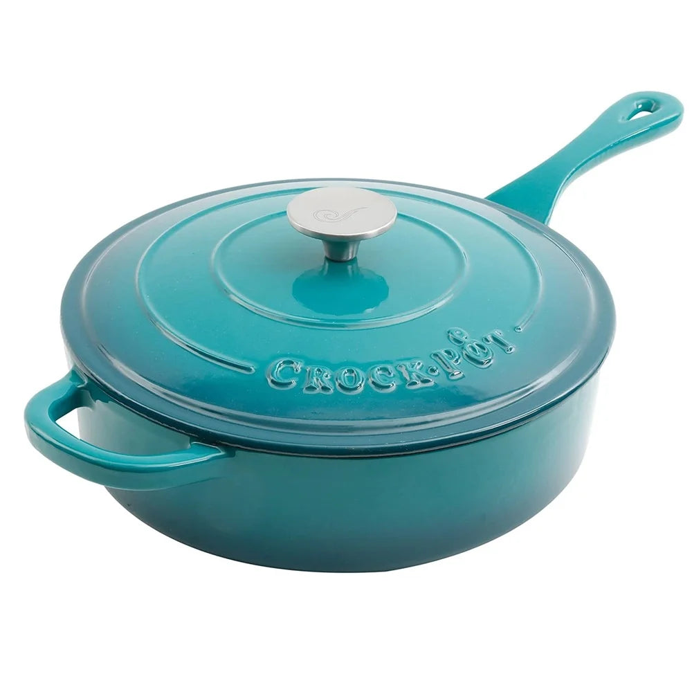 Enameled Cast Iron Skillet with Lid – Durable Nonstick Frying Pan for Stovetop, Oven & Grill