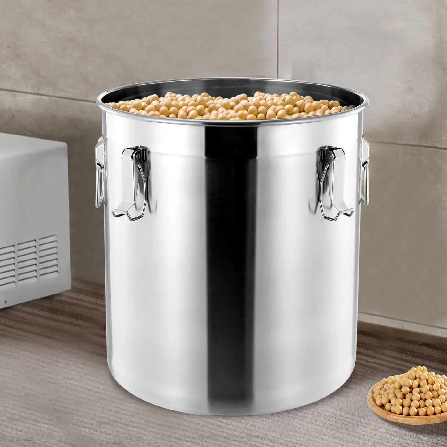 48L Stainless Steel Airtight Canister – Large 304 Steel Food Storage Container