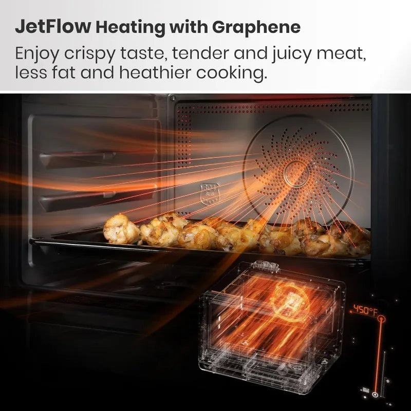 7-in-1 Steam Convection Oven – Air Fry, Bake & More (1500W, Black)steam convection oven, 7 in 1 countertop oven, air fry bake sous vide, 1500W black oven