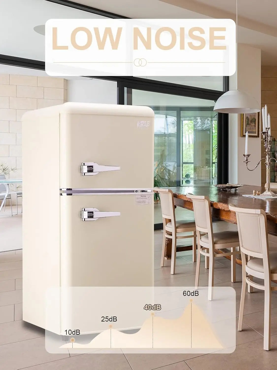 KRIB BLING 3.2 Cu.Ft Retro Mini Fridge with Freezer – Compact Drink Chiller for Home & Office