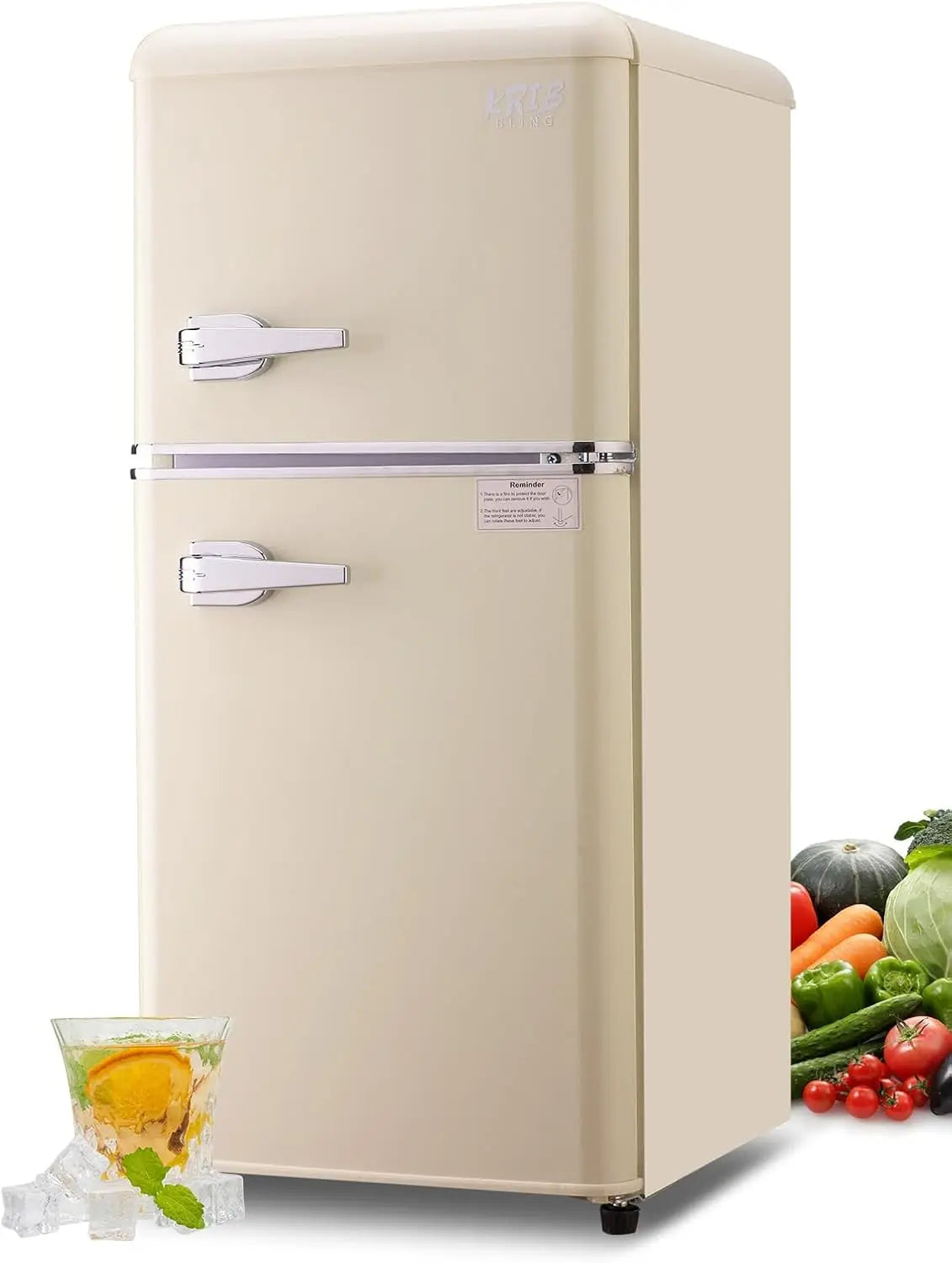 KRIB BLING 3.2 Cu.Ft Retro Mini Fridge with Freezer – Compact Drink Chiller for Home & Office