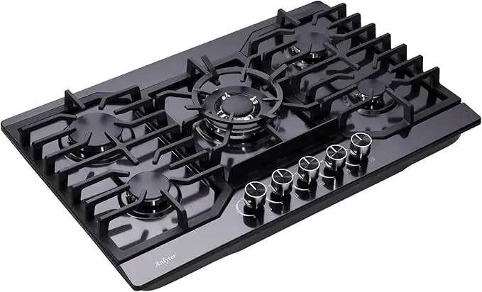 30" Gas Cooktop – 5-Burner Built-in Stainless Steel Stove Top, LPG/NG Convertible with Thermocouple Protection