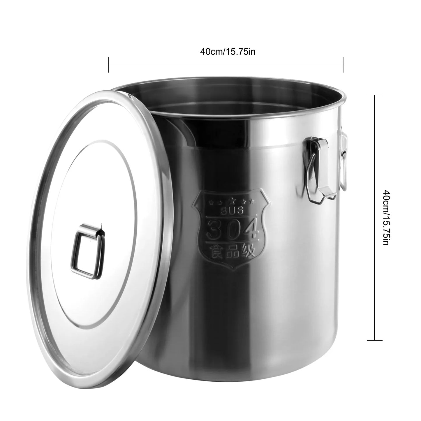 48L Stainless Steel Airtight Canister – Large 304 Steel Food Storage Container