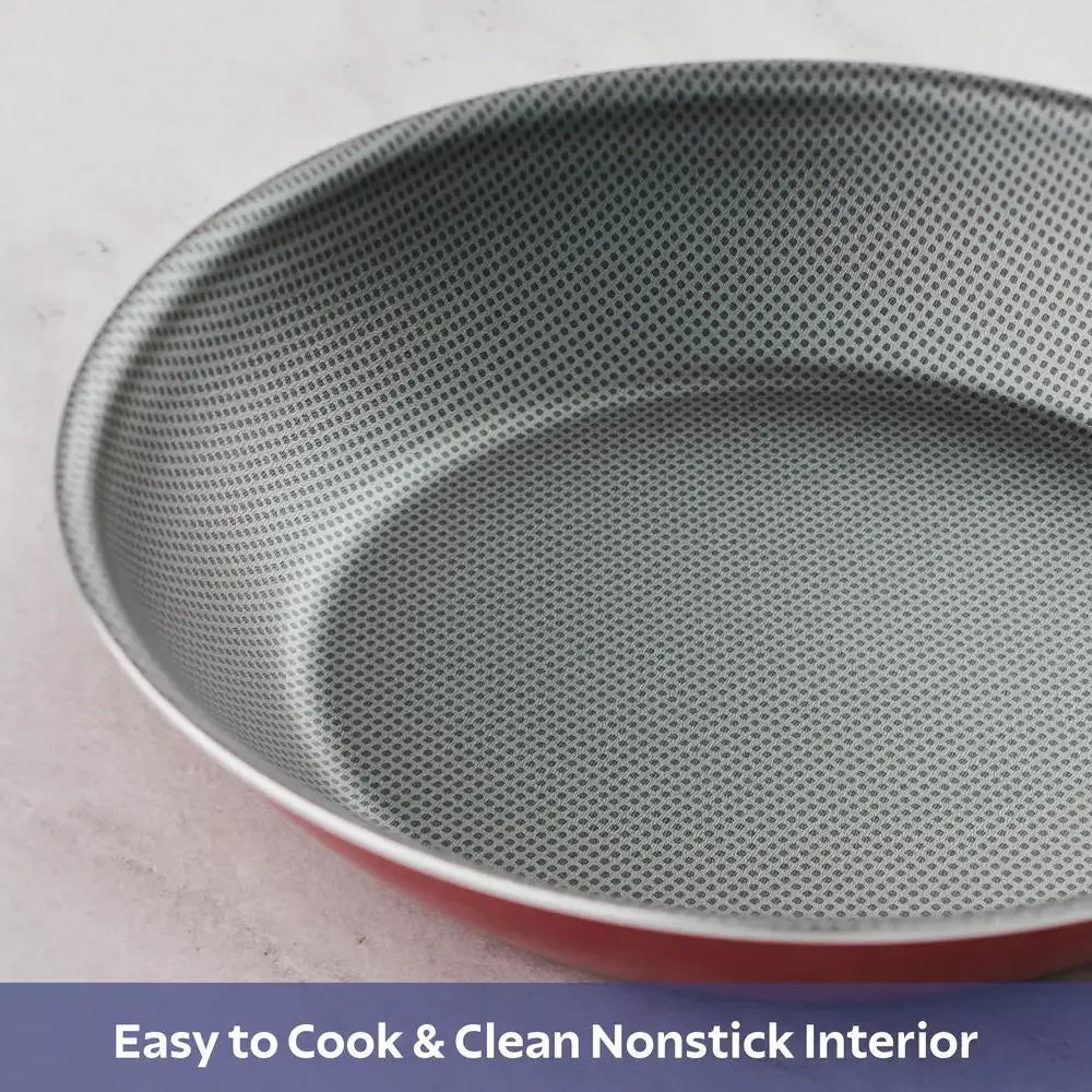 18-Piece Nonstick Cookware Set, PrimaWare Collection – Red Aluminum with Glass Lids
