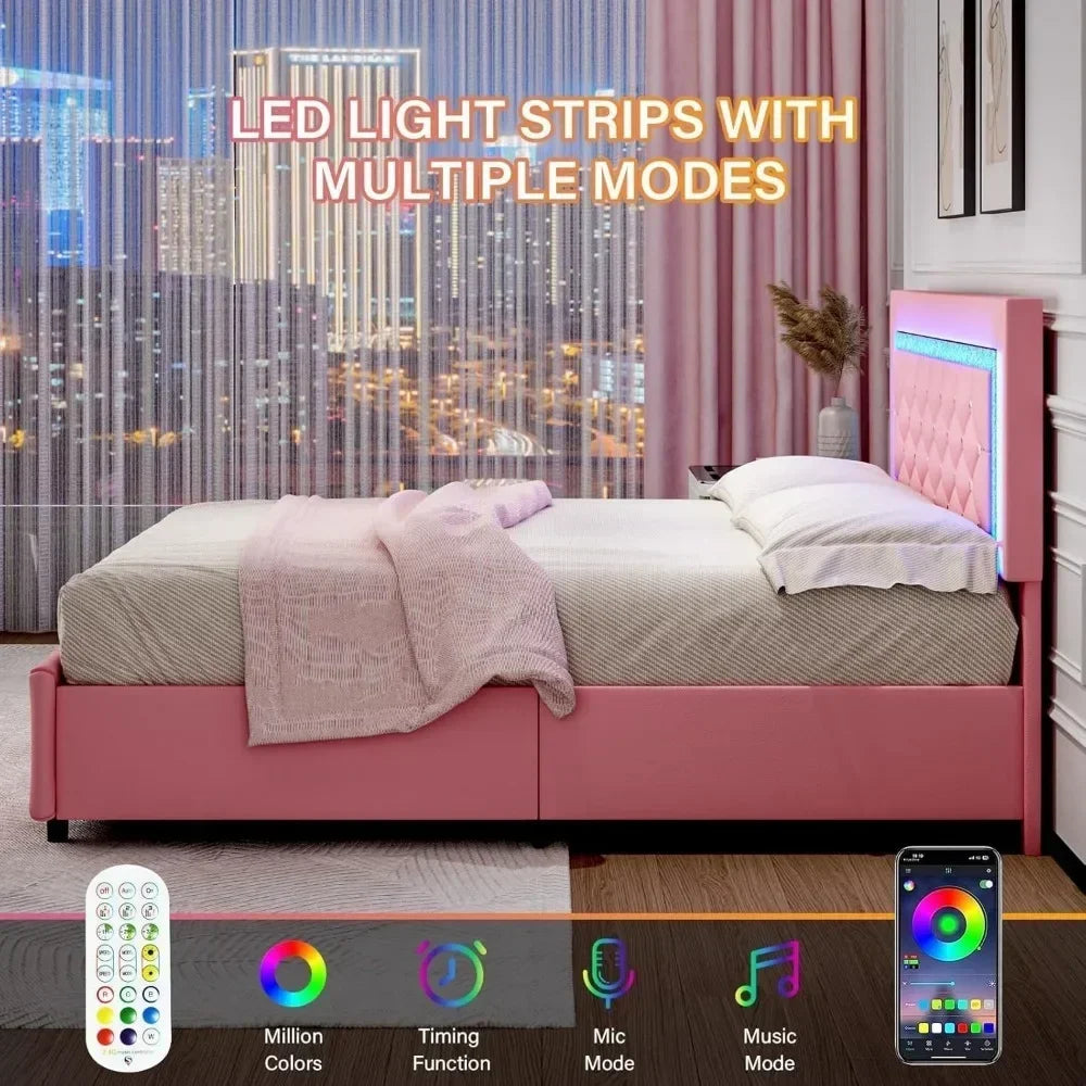 BarnFurin Full Size Upholstered Princess Platform Bed – Elegant Design with Headboard