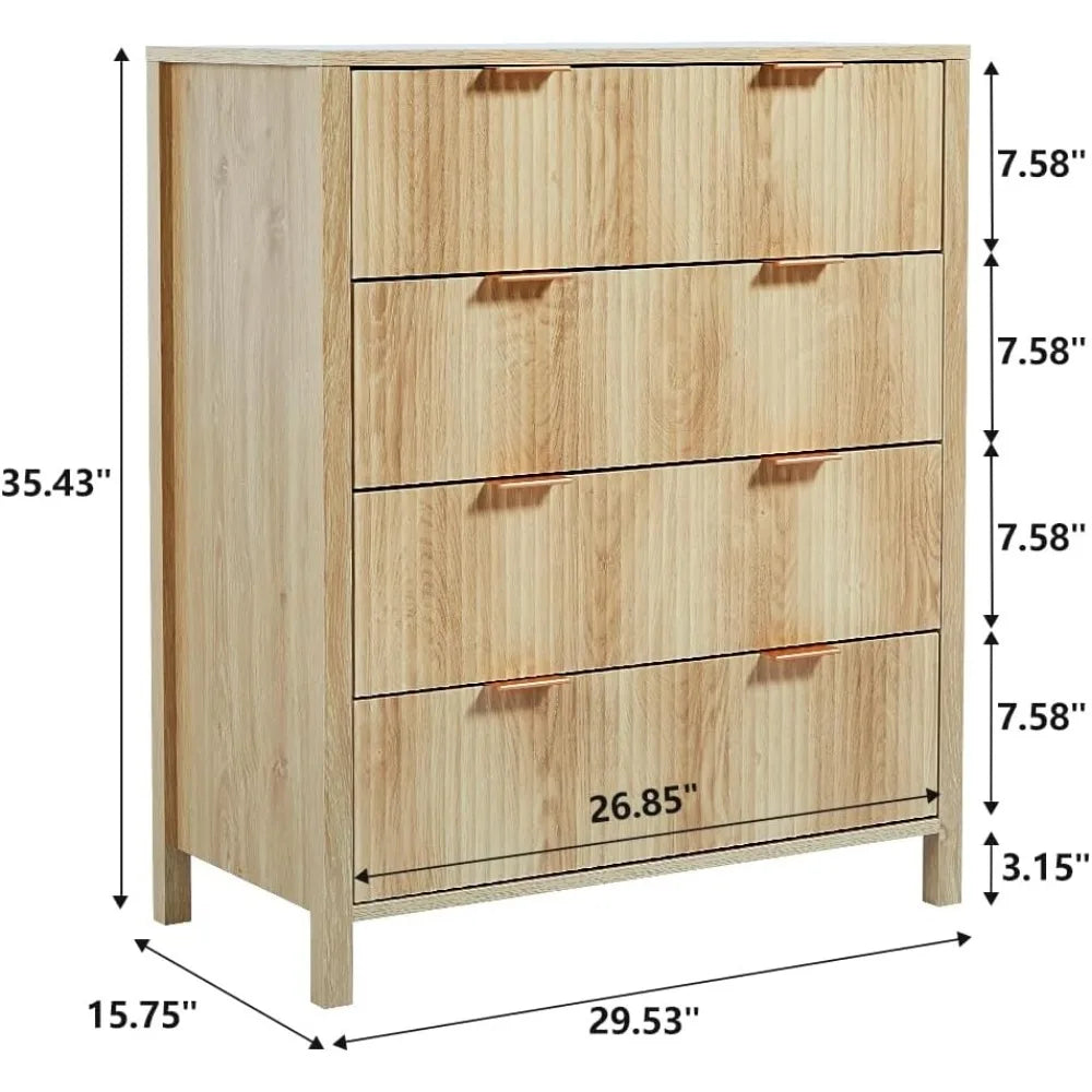 Wide 6 Drawer Light Wood Curved Dresser – Mid-Century Style