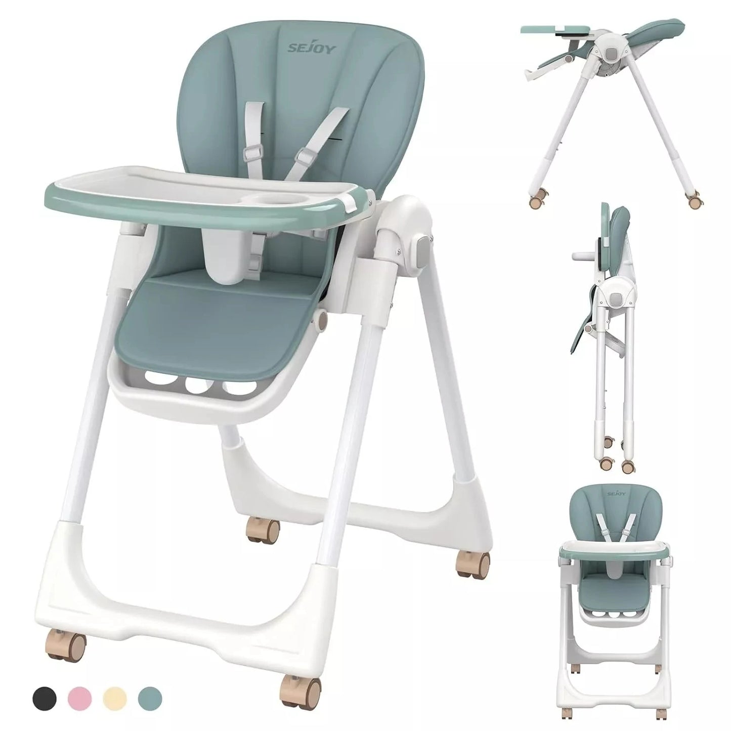 SEJOY Folding Baby High Chair – Convertible Design with Removable Tray & Adjustable Seat