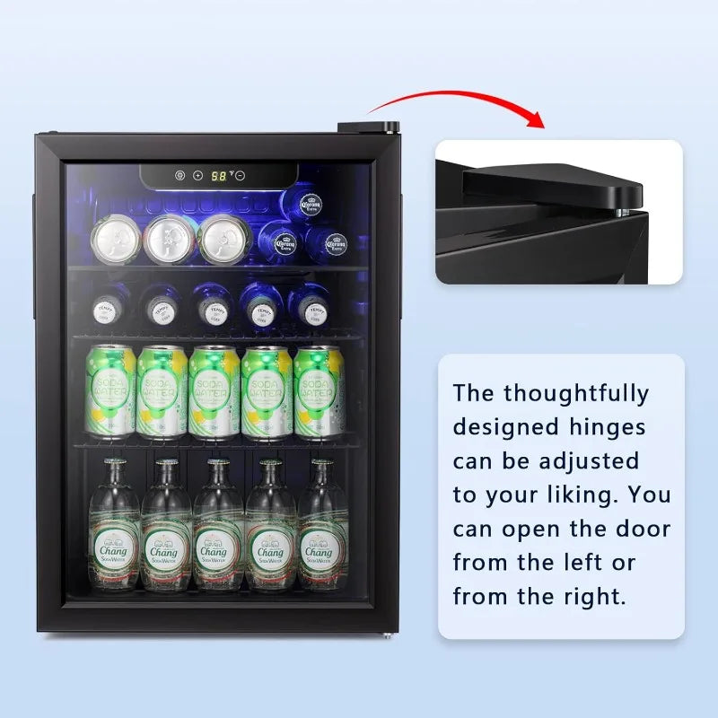 Antarctic Star 2.6 Cu.Ft Mini Fridge – 95 Can Beverage Refrigerator & Wine Cooler with Glass Door