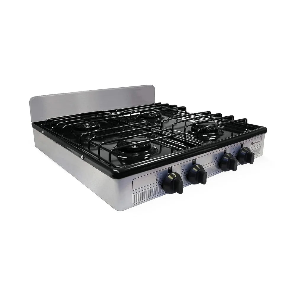 4-Burner Portable Liquid Propane Stove Top – Adjustable Flames with Protective Porcelain Cover, Ideal for Outdoor Cooking