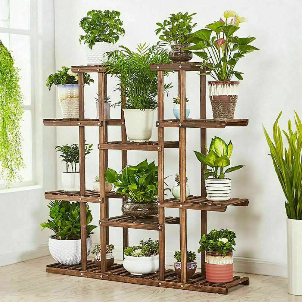 Wooden Plant Shelf – Multi-Tier Flower Pot Stand for Indoor & Outdoor Plant Display