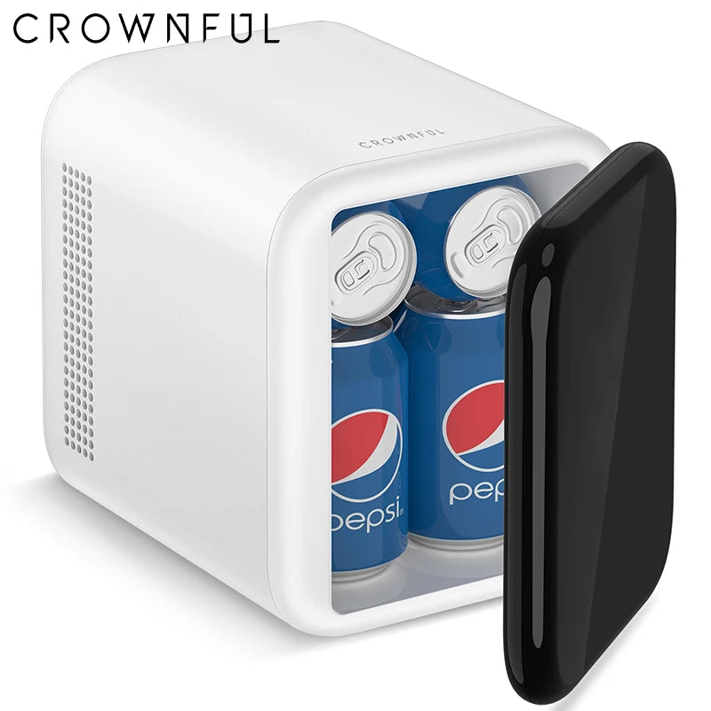 Crownful 4L Mini Fridge – Portable Skincare & Beauty Cooler for Home or Car, Constant Temperature