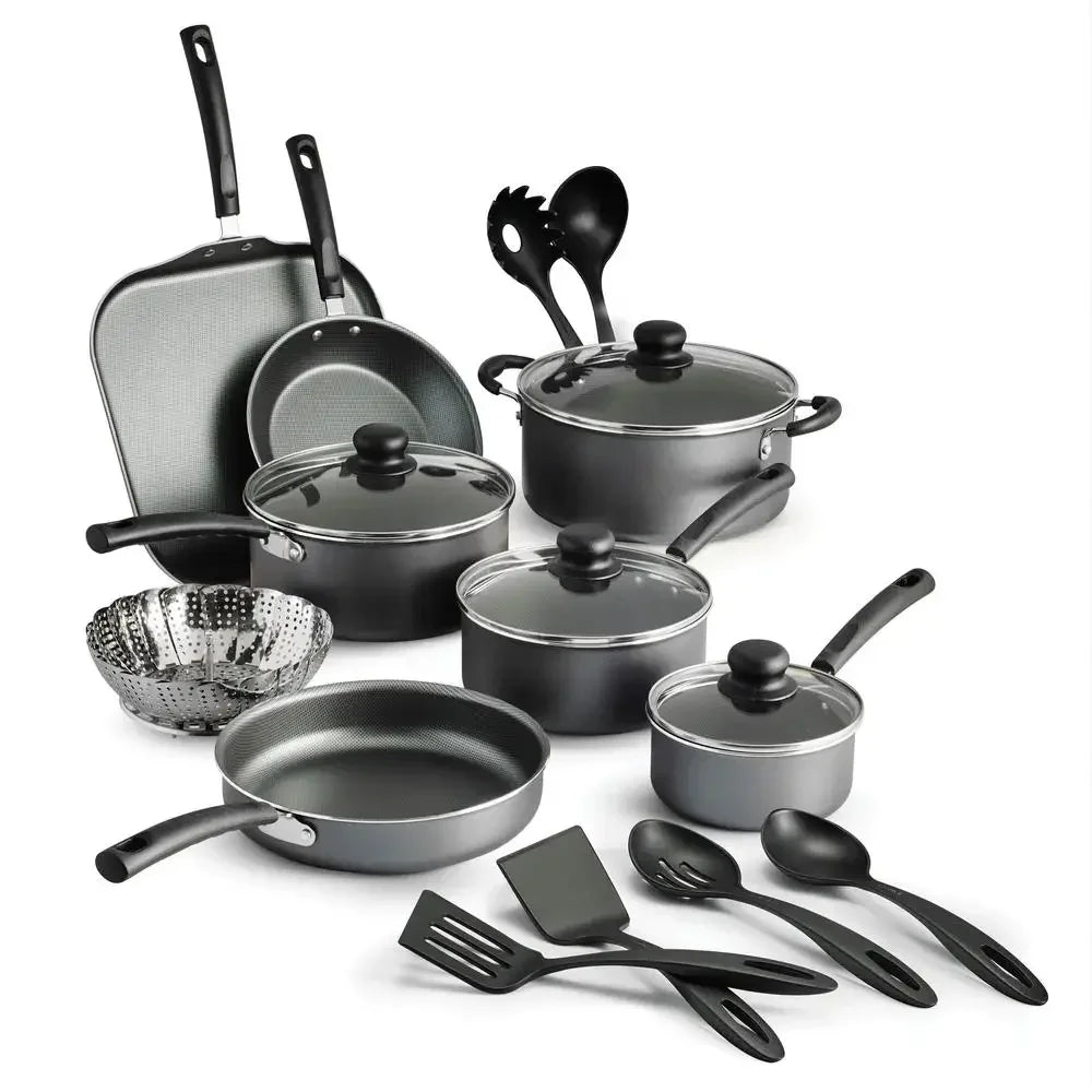 22-Piece Nonstick Aluminum Cookware Set – Complete Pots & Pans with Lids and Kitchen Utensils
