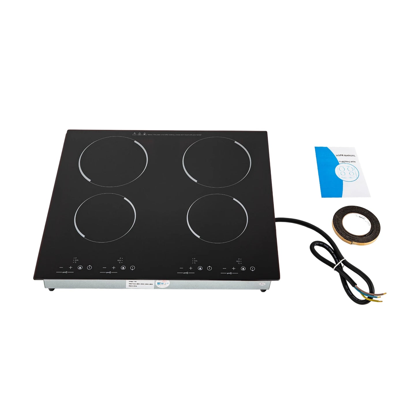4-Burner Electric Cooktop, 110V Built-in Ceramic Stove Top with Touch Control – 3000W, 9 Heating Levels