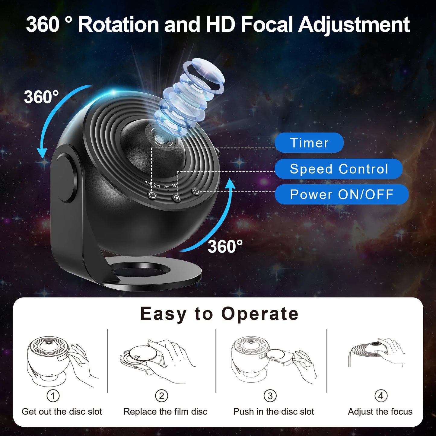 Star Projector – 13-in-1 Galaxy Planetarium with 360° Rotation, HD Image & Timerstar projector, galaxy projector, planetarium projector, bedroom night light, kids room decor, Christmas decor, birthday gift, 360 rotation pr