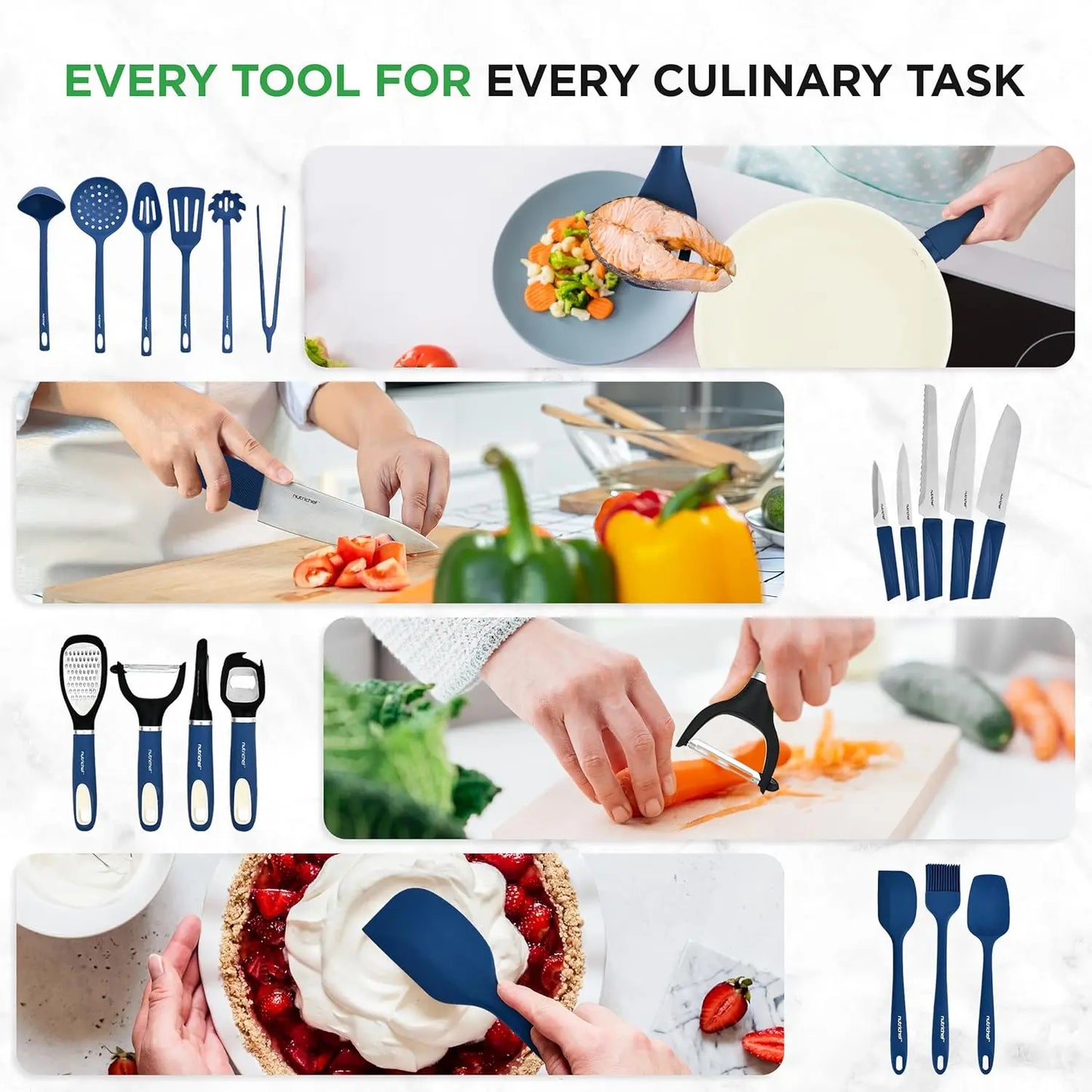 54 Piece Professional Grade Complete Home Kitchen Cookware Set, Ceramic Non-Stick Bakeware, Pots and Pans Kit,