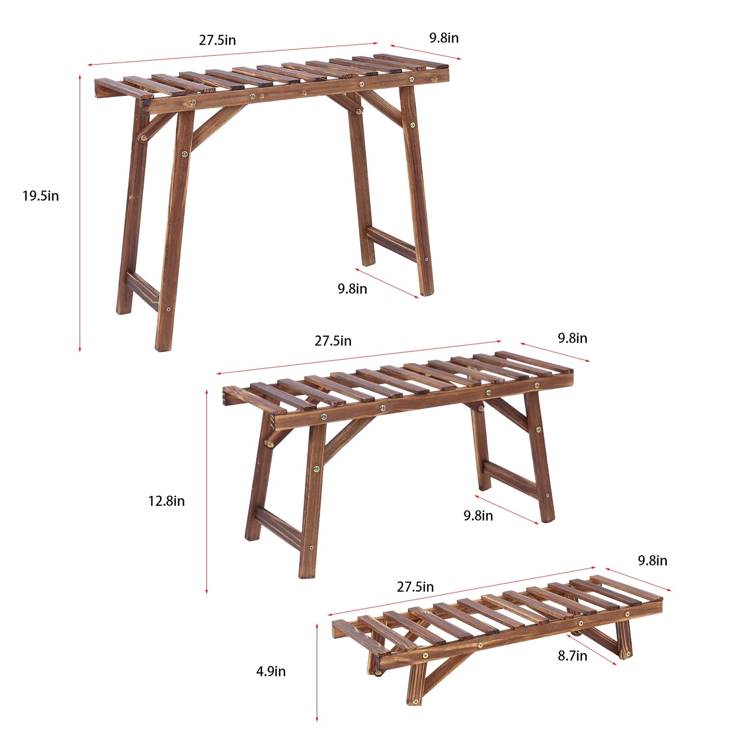 3-Tier Wood Ladder Shelf – Corner Plant Stand, Indoor/Outdoor Flower Pot Rack