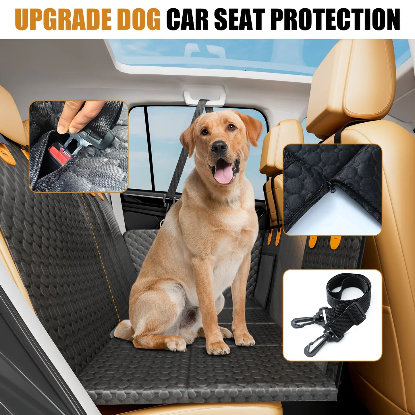 Dog Car Seat Cover with Hard Bottom – Back Seat Hammock & Extender