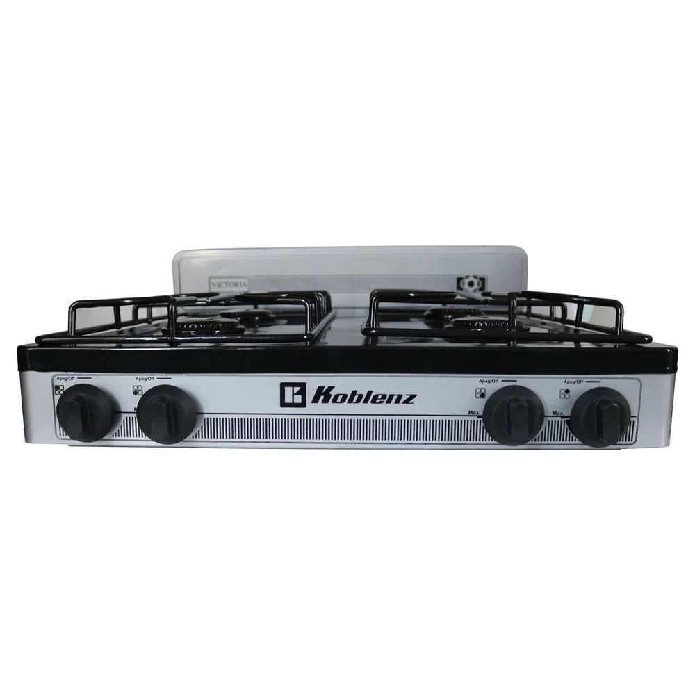 4-Burner Portable Liquid Propane Stove Top – Adjustable Flames with Protective Porcelain Cover, Ideal for Outdoor Cooking