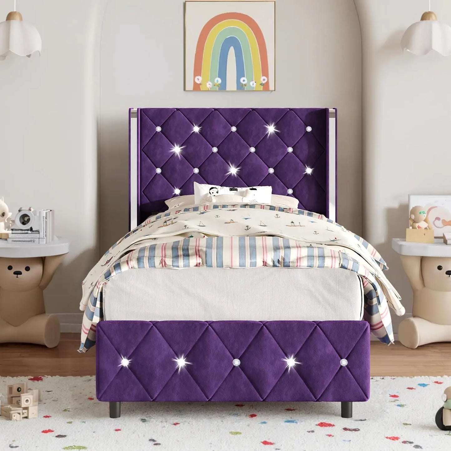 Hlivelood Queen LED Upholstered Bed Frame – Modern Platform with Light & Padded HeadboardHlivelood bed frame, queen LED bed, upholstered platform bed, modern queen bed frame, LED light bed, padded headboard bed, queen bedro