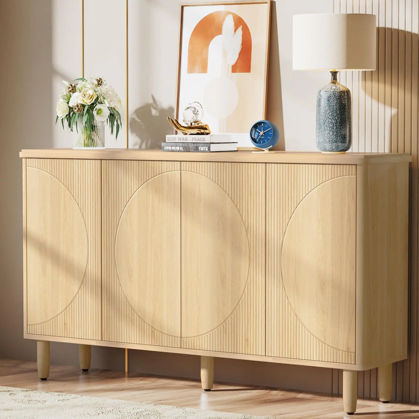 Tribesigns 59" Modern Sideboard Table – Storage Cabinet for Dining Room & Living Room