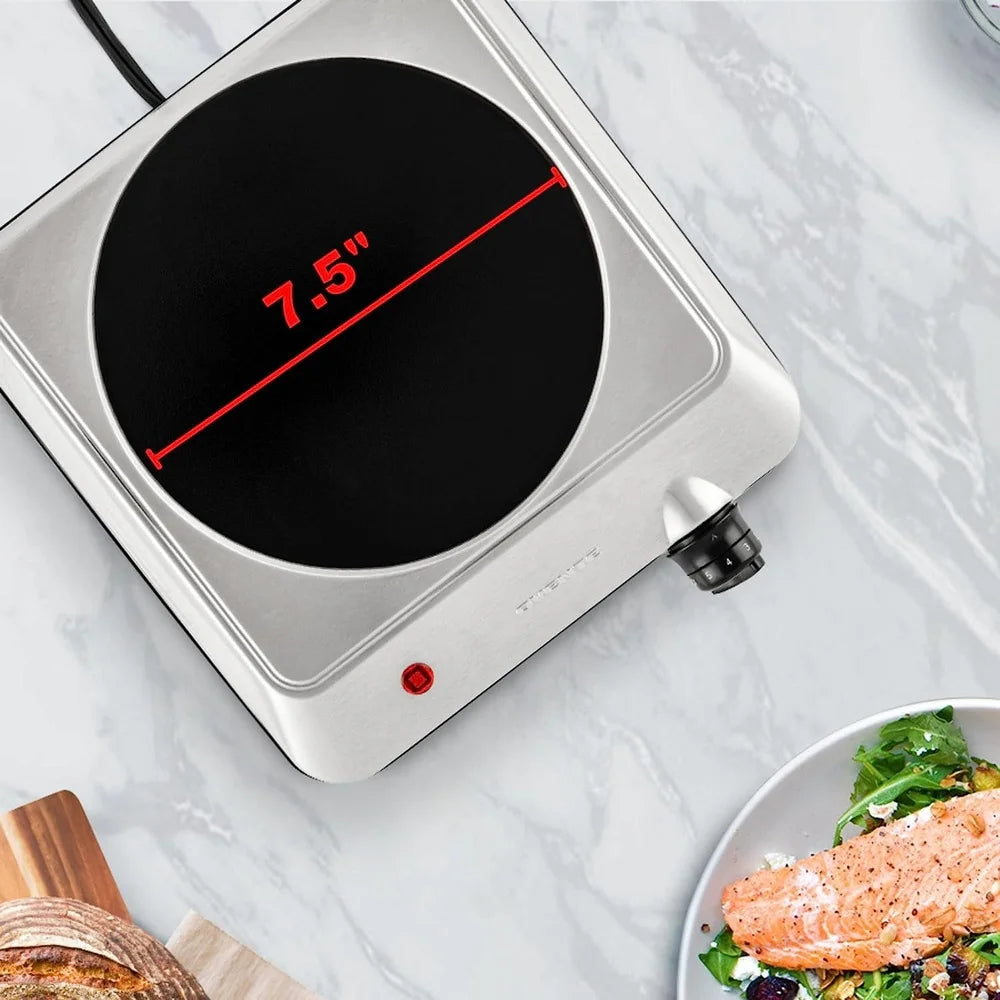 1000W Infrared Electric Cooktop – Portable Single Burner Ceramic Hot Plate with Thermostat Control