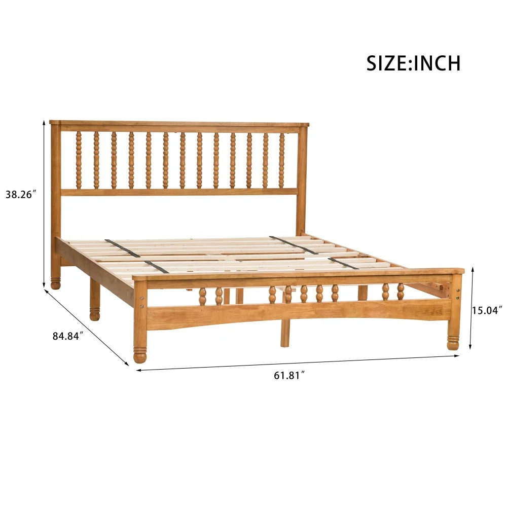 Queen Wooden Platform Bed Frame – Elegant Style with Headboard, No Box Spring Neededqueen platform bed, wooden bed frame, queen bed with headboard, no box spring bed, elegant style bed frame, easy assembly bed, modern woode