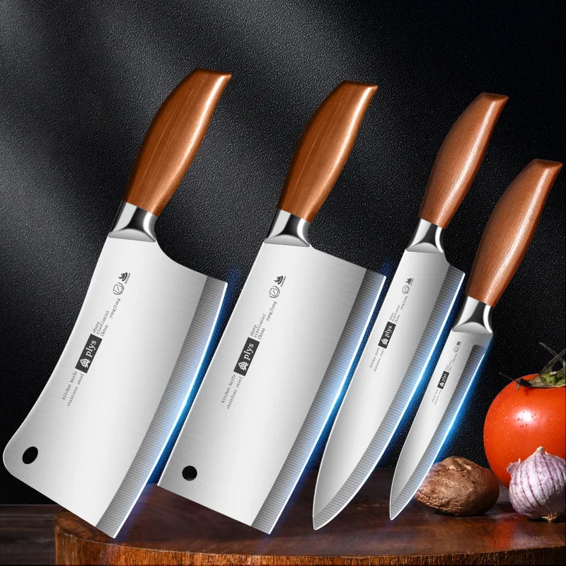 Professional Kitchen Knife Set – 4 Piece Chef, Cleaver, Slicer & Paring Knives