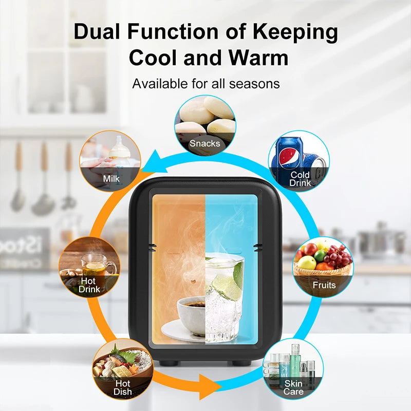 Crownful 4L Mini Fridge – Portable Skincare & Beauty Cooler for Home or Car, Constant Temperature