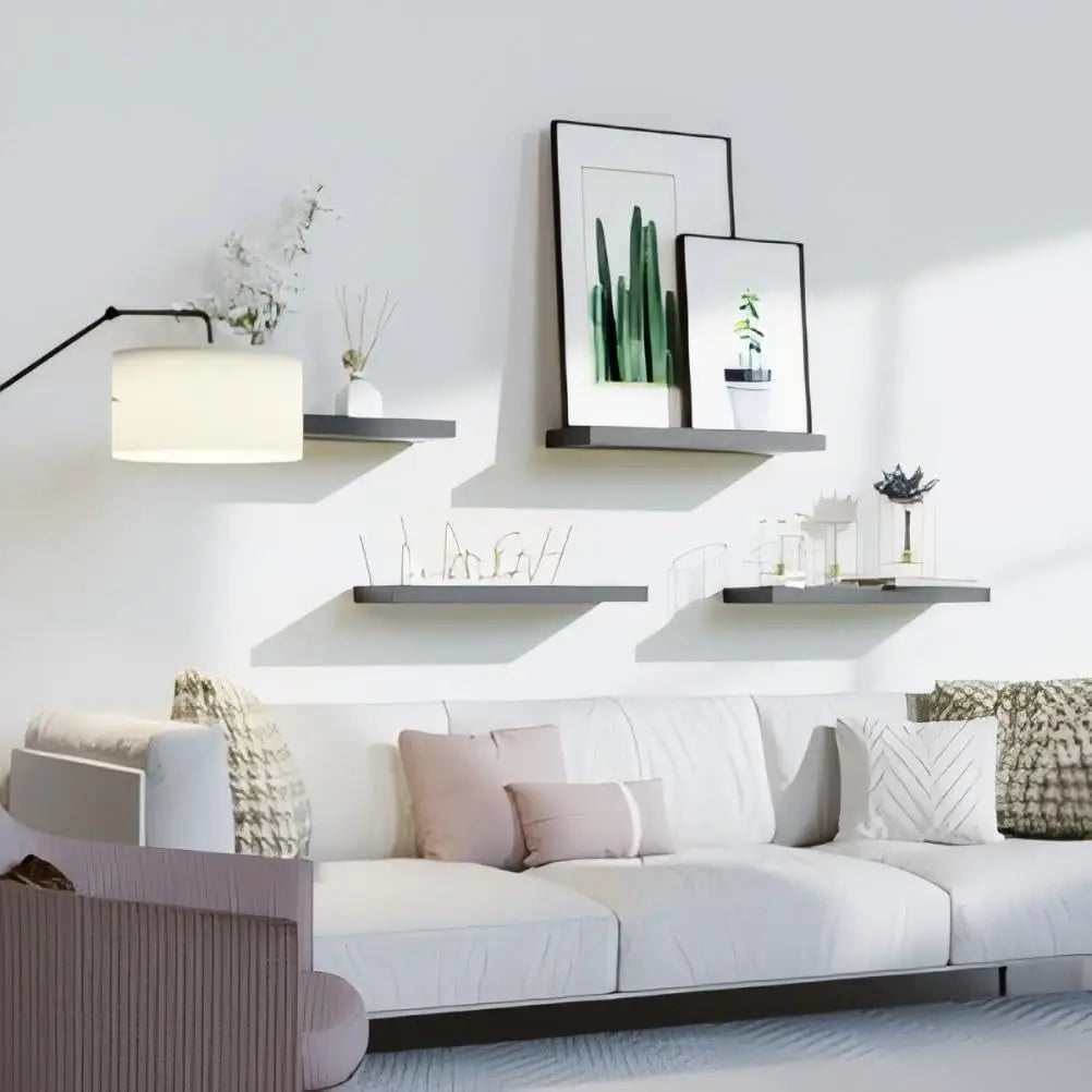 Bowillon White Floating Shelves – Wall Mounted Shelves for Bedroom, Living Room, Kitchen & Bathroom