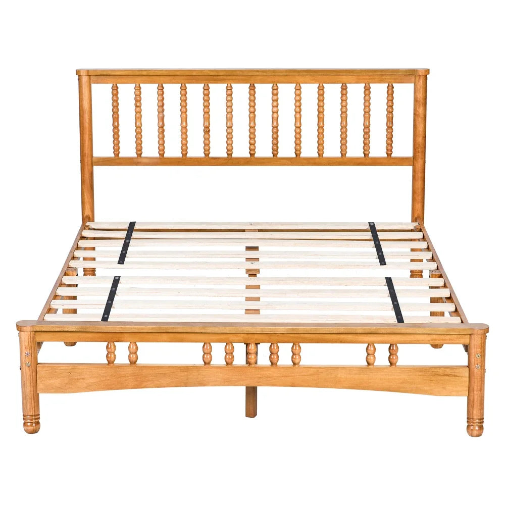 Queen Wooden Platform Bed Frame – Elegant Style with Headboard, No Box Spring Neededqueen platform bed, wooden bed frame, queen bed with headboard, no box spring bed, elegant style bed frame, easy assembly bed, modern woode