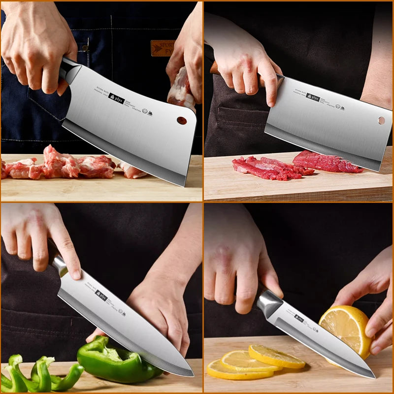 Professional Kitchen Knife Set – 4 Piece Chef, Cleaver, Slicer & Paring Knives