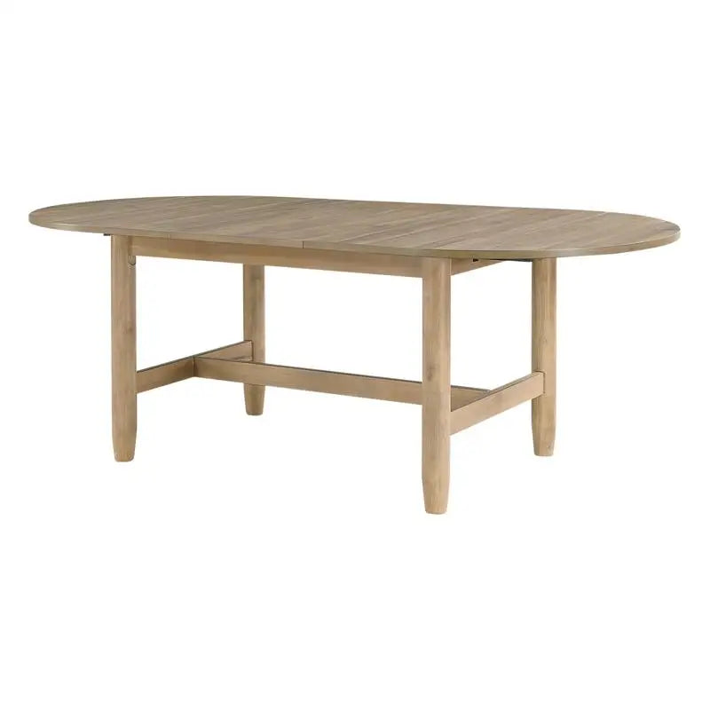 5-Piece Luxury Dining Set – Oval Natural Wood Table with 4 Beige Upholstered Chairs