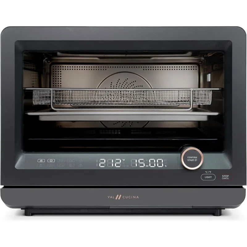 7-in-1 Steam Convection Oven – Air Fry, Bake & More (1500W, Black)steam convection oven, 7 in 1 countertop oven, air fry bake sous vide, 1500W black oven