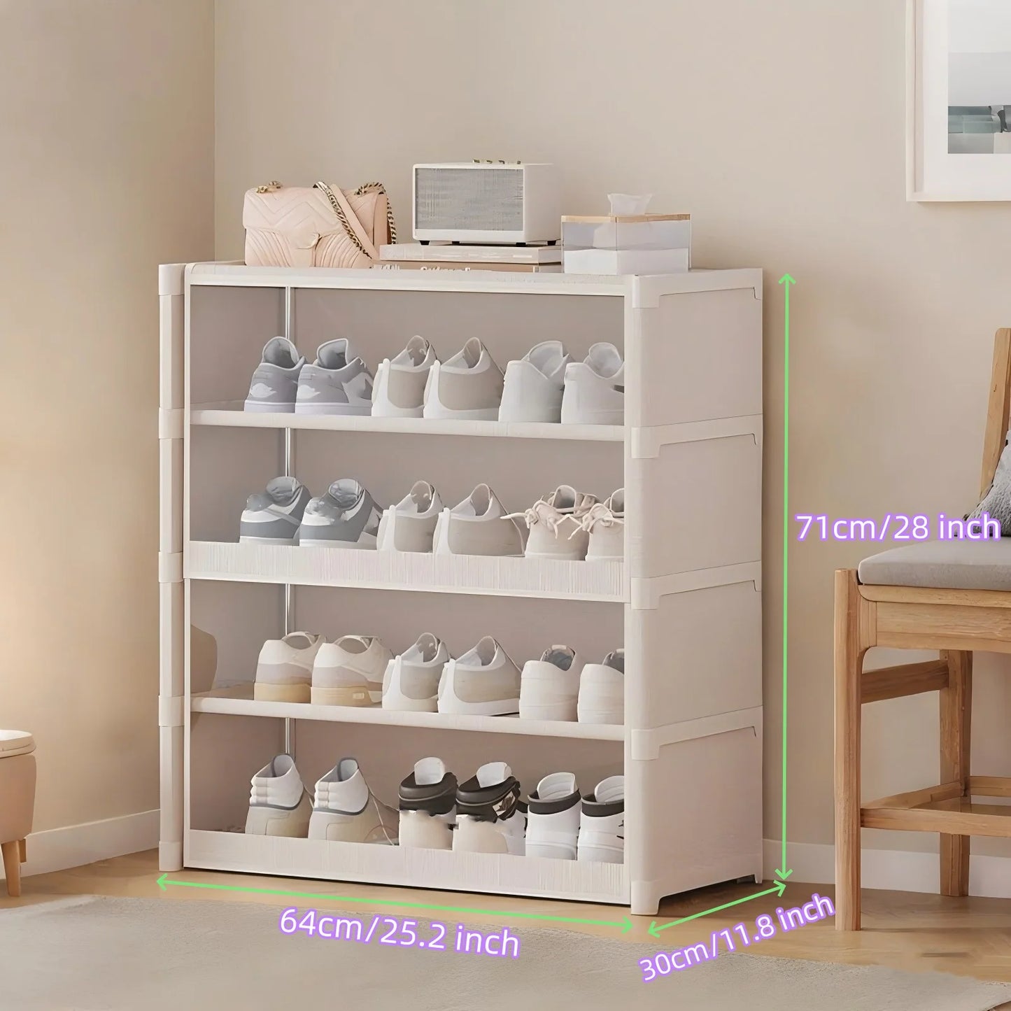 Multi-Layer Shoe Cabinet with Clear Lid – Space-Saving Shoe Storage Organizer