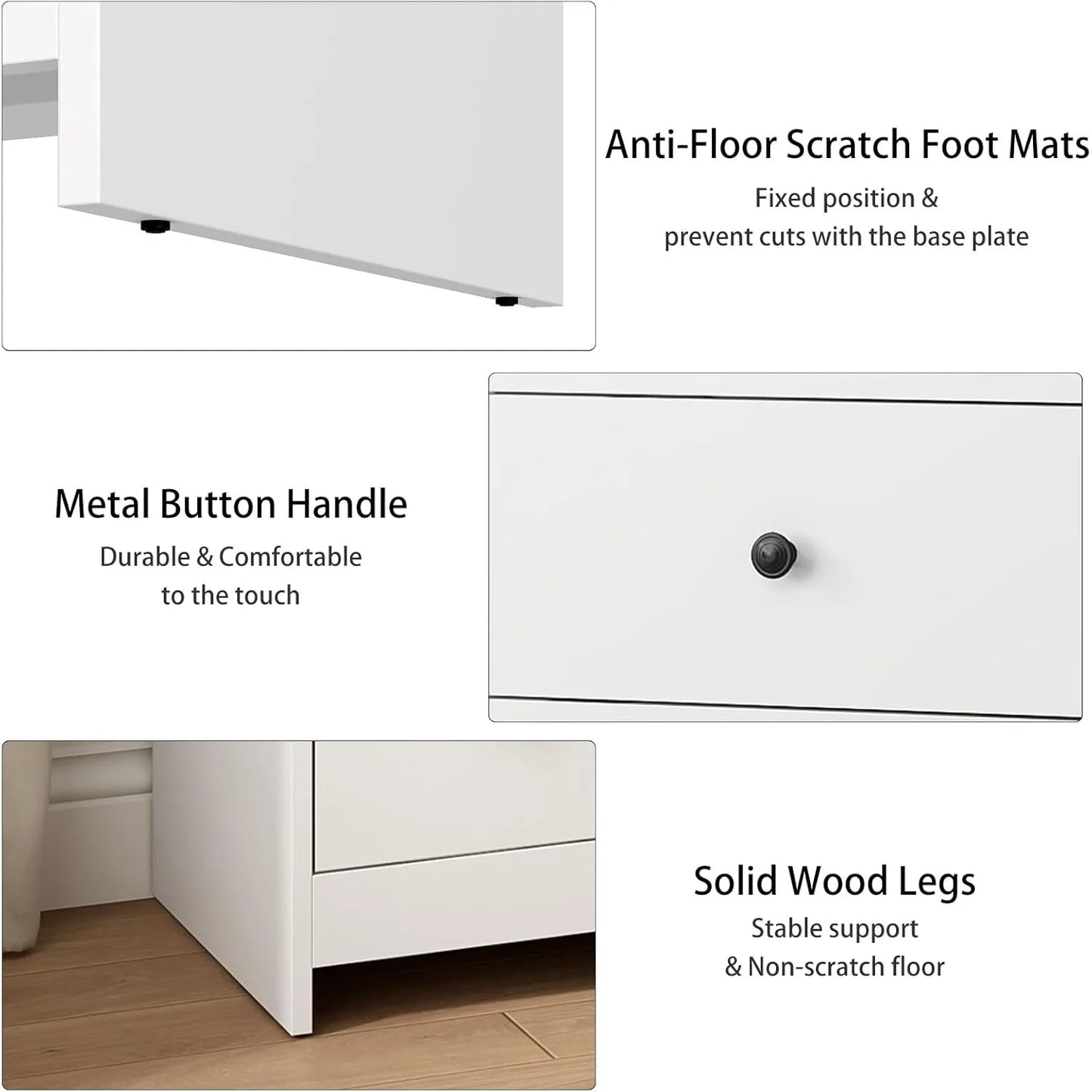 55" White 7-Drawer Dresser – Wooden Storage Chest with Gold Handles