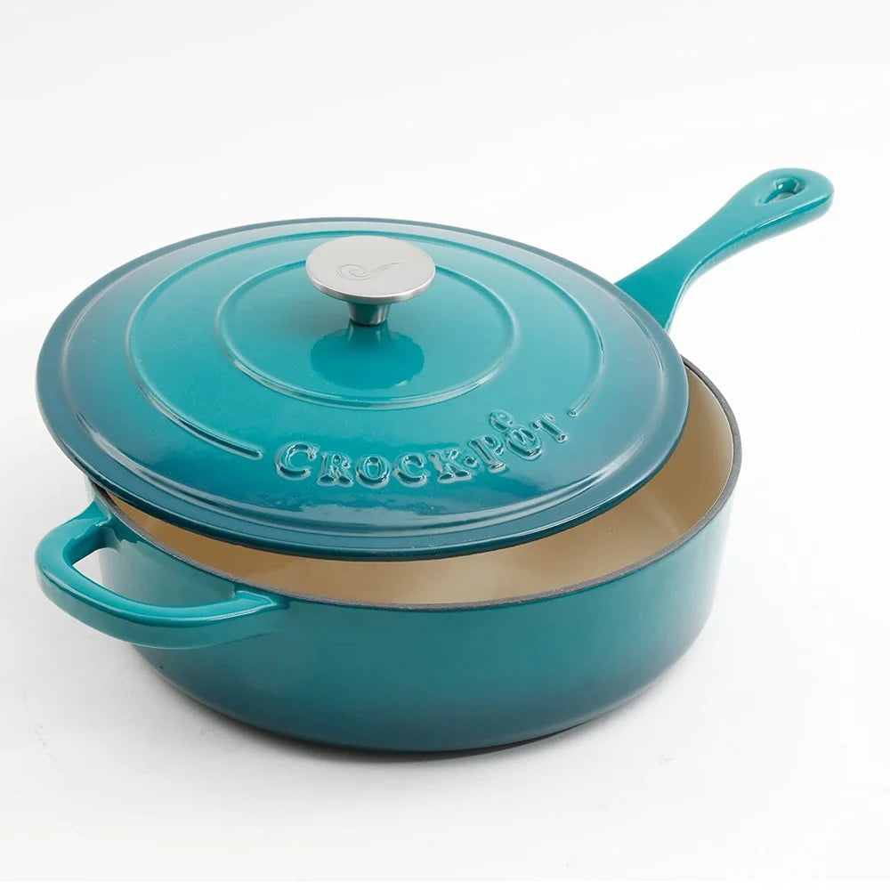 Enameled Cast Iron Skillet with Lid – Durable Nonstick Frying Pan for Stovetop, Oven & Grill