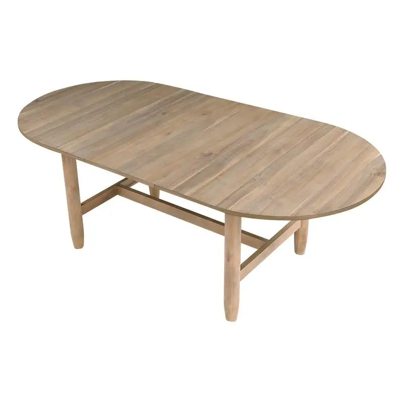 5-Piece Luxury Dining Set – Oval Natural Wood Table with 4 Beige Upholstered Chairs