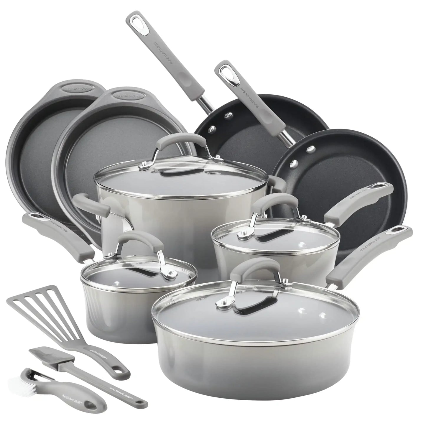 Rachael Ray 15-Piece Nonstick Cookware Set – Durable Pots & Pans with Lids and Kitchen Utensils