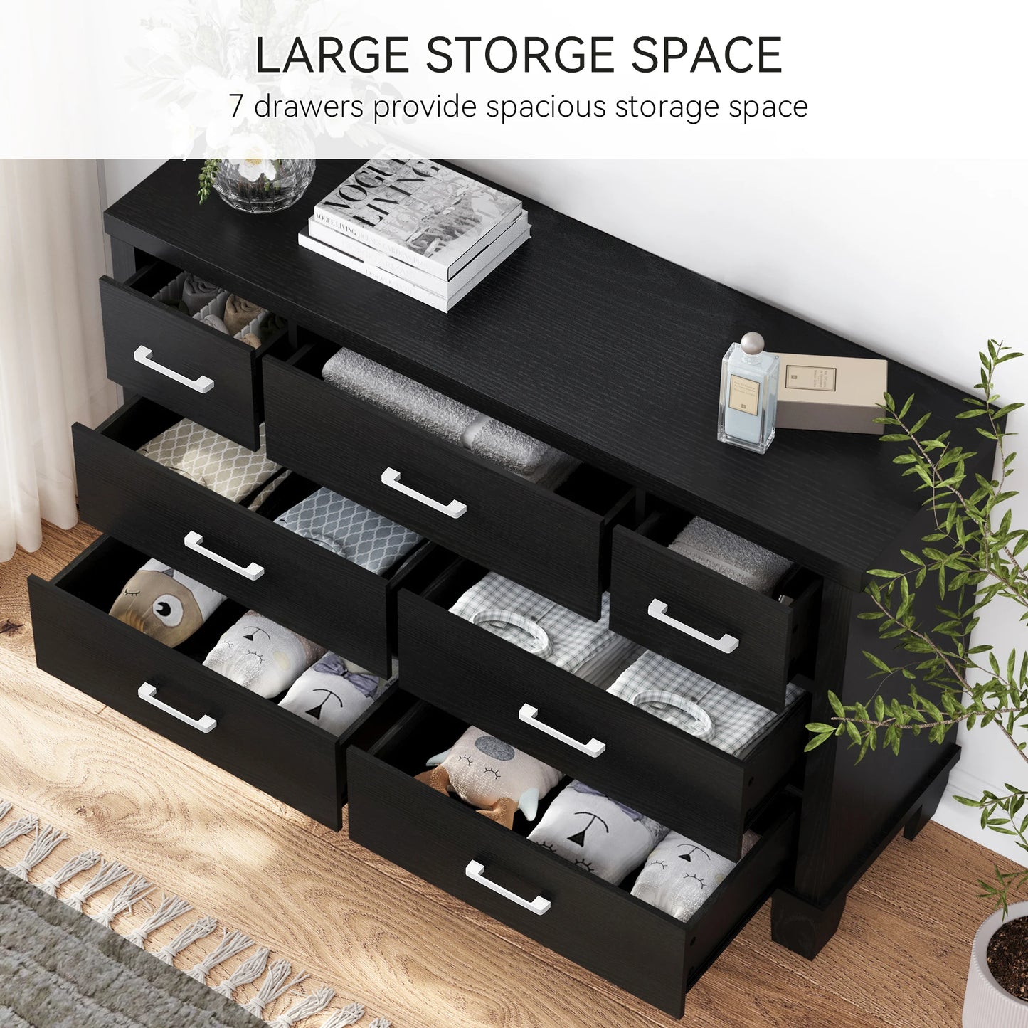 Vintage 7 Drawer Wooden Dresser – Bedroom & Living Room Storage