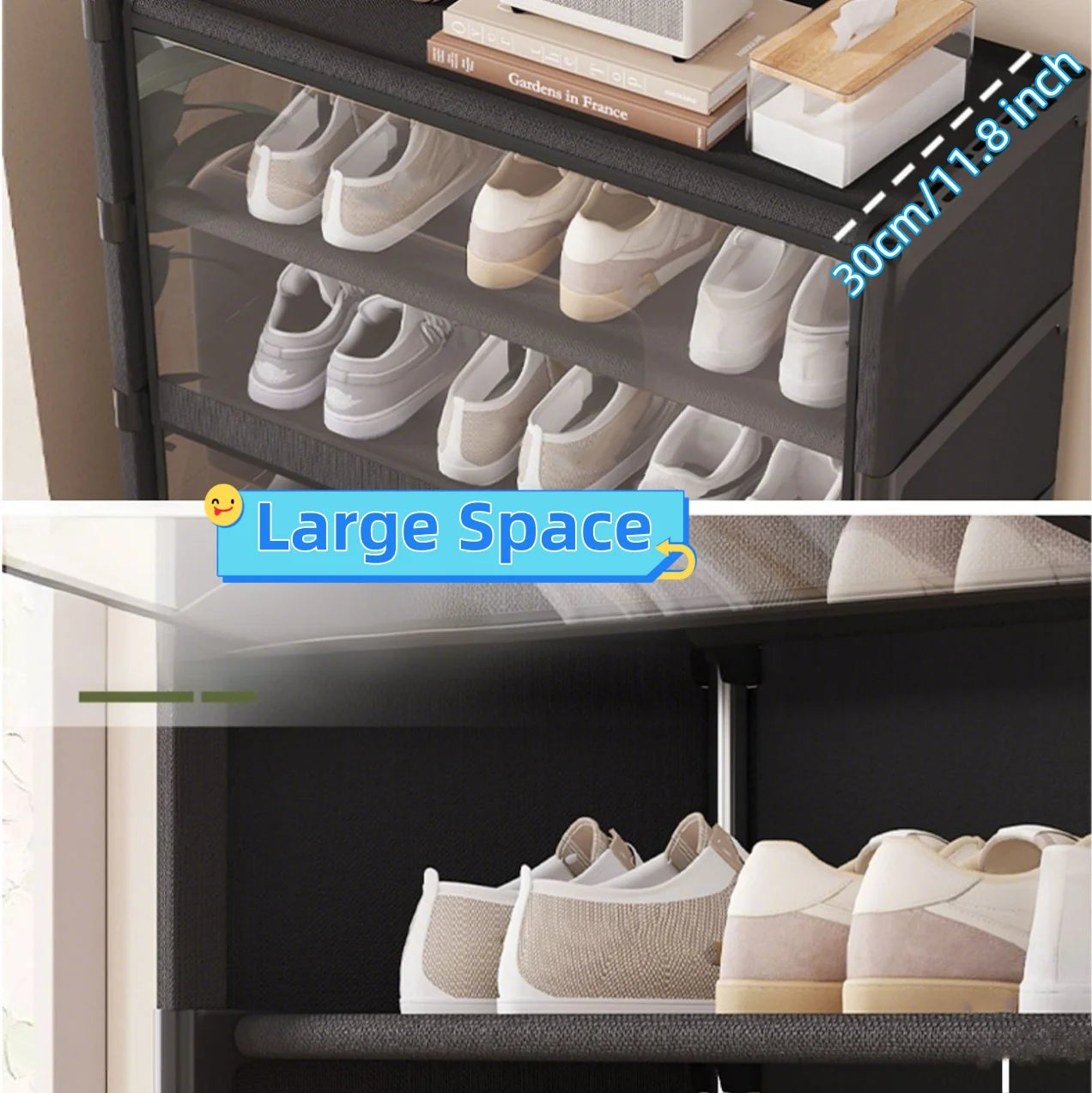 Multi-Layer Shoe Cabinet with Clear Lid – Space-Saving Shoe Storage Organizer