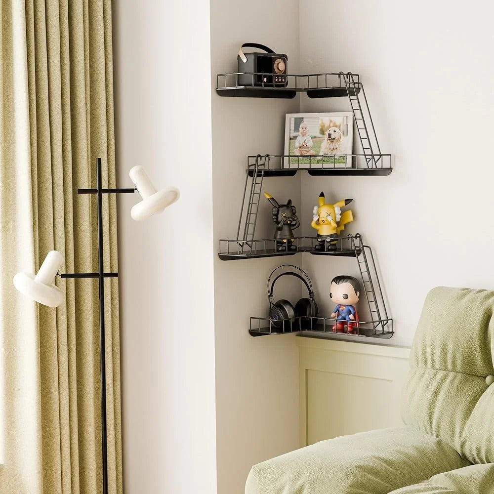 4-Tier Metal Corner Shelf – Fire Escape Style Decorative Storage Rack