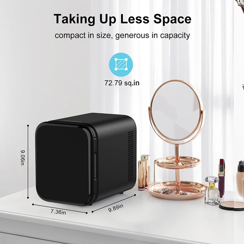 Crownful 4L Mini Fridge – Portable Skincare & Beauty Cooler for Home or Car, Constant Temperature