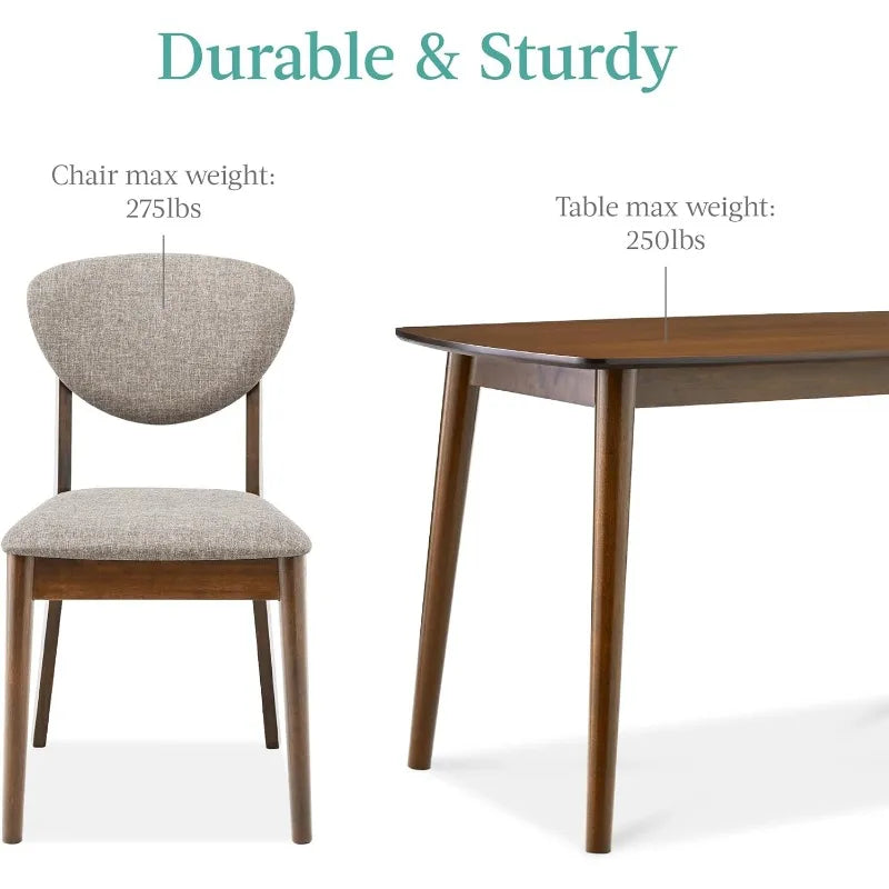 Best Choice Products 5-Piece Dining Set – Compact Mid-Century Modern Table with 4 Chairs for Home & Apartment