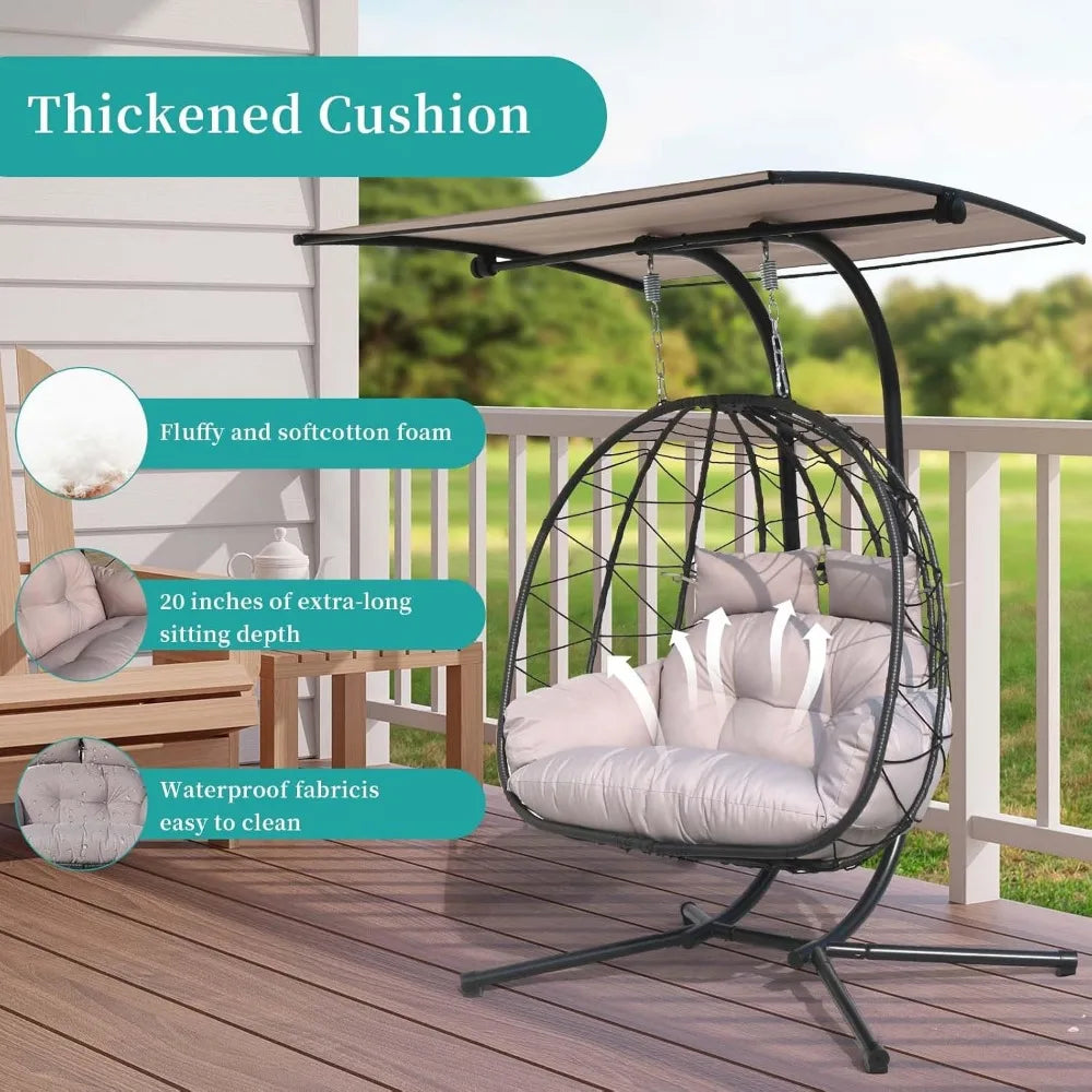 Double Egg Swing Chair – Foldable Hammock Chair for Outdoor & Indoor Use, Terrace, Garden, Balcony, Bedroom