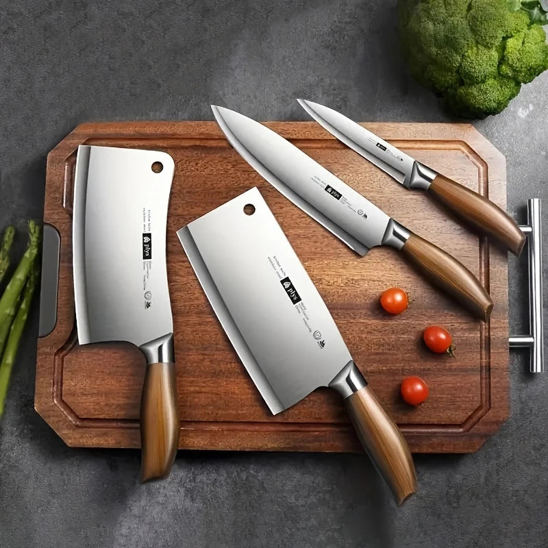 Professional Kitchen Knife Set – 4 Piece Chef, Cleaver, Slicer & Paring Knives