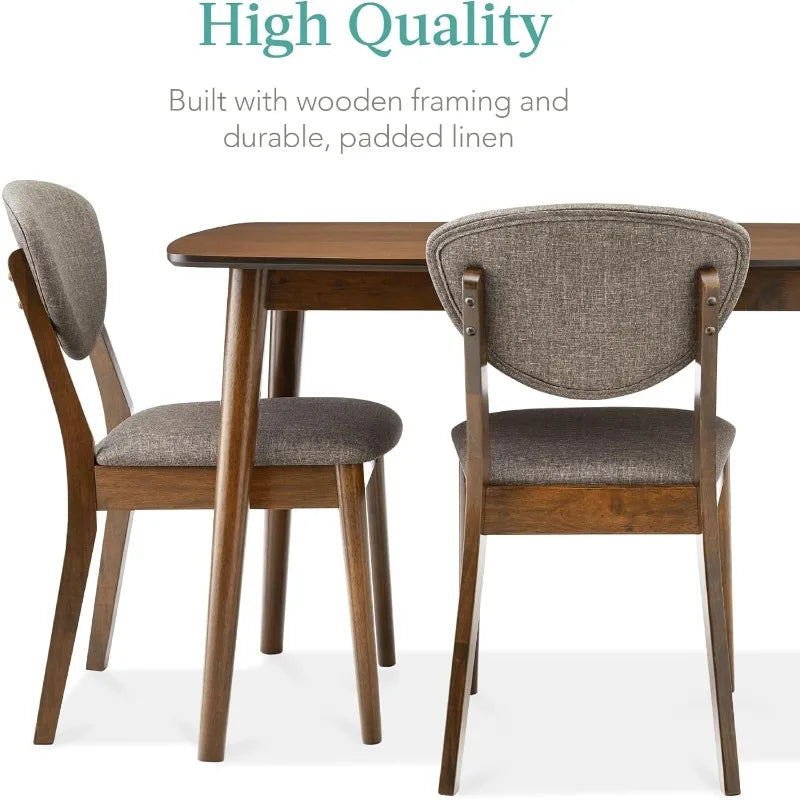 Best Choice Products 5-Piece Dining Set – Compact Mid-Century Modern Table with 4 Chairs for Home & Apartment