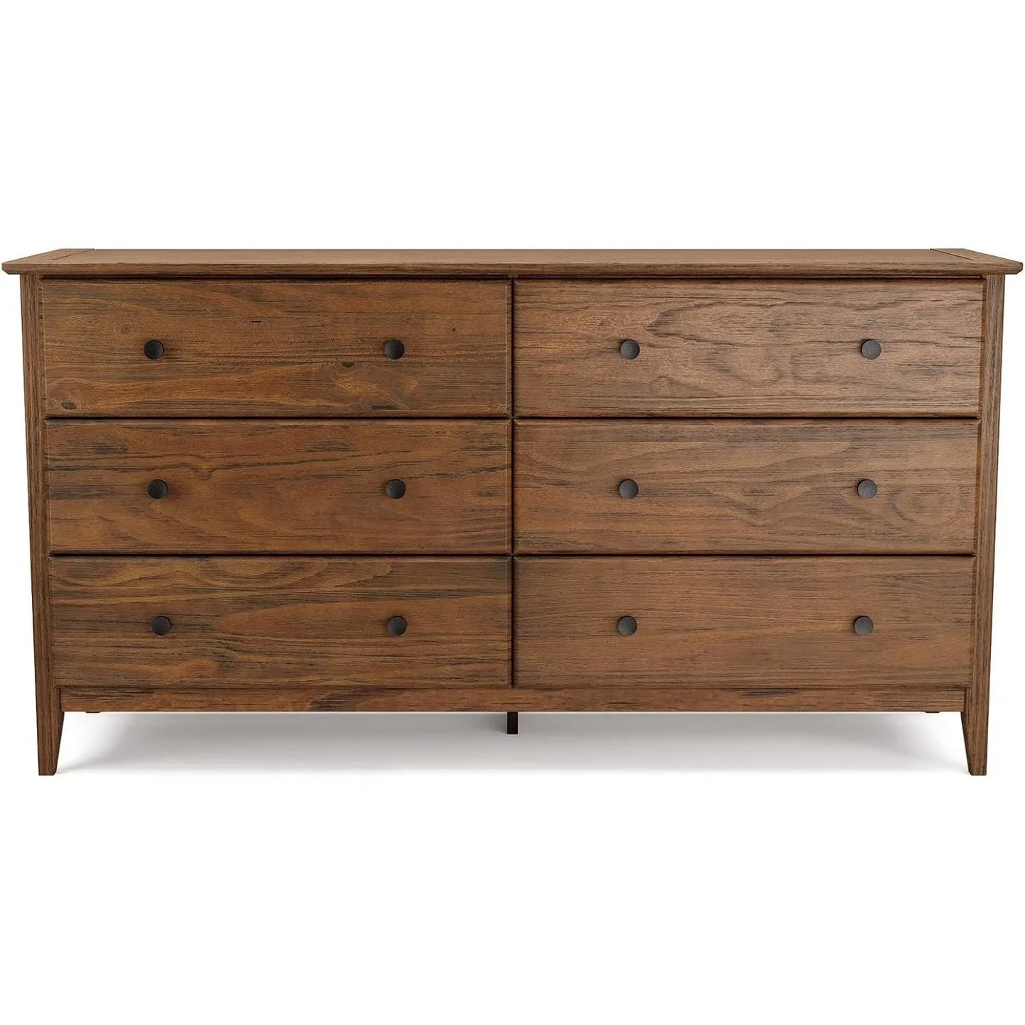 Greenport Solid Wood 6 Drawer Bedroom Dresser – Brushed Walnut Finish