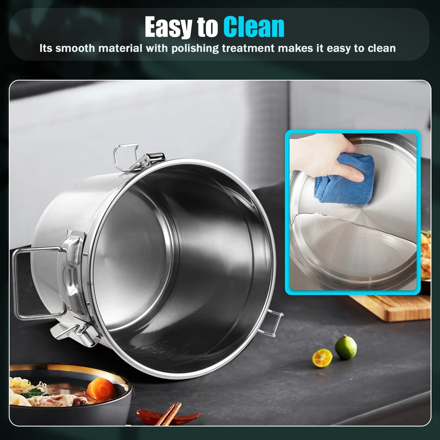 Large Airtight Vacuum Canister – 304 Stainless Steel Food Storage Jar for Kitchen