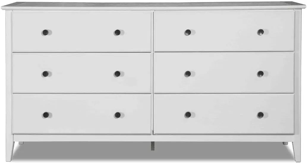 Greenport Solid Wood 6 Drawer Bedroom Dresser – Brushed Walnut Finish