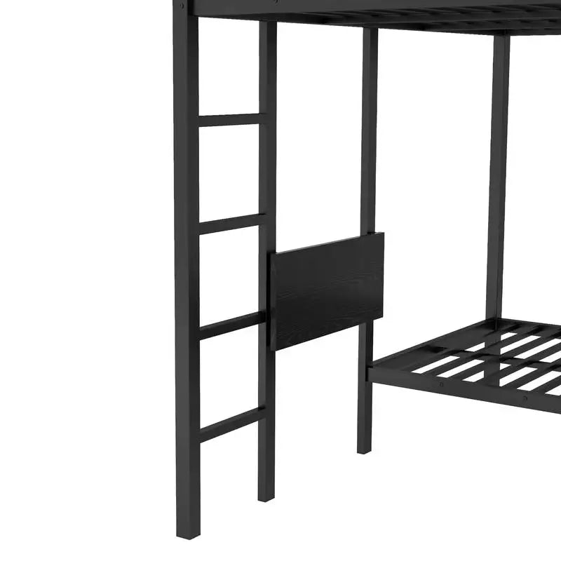 King over Twin XL Bunk Bed – Black Metal Frame with Wardrobe & Foldable Desk